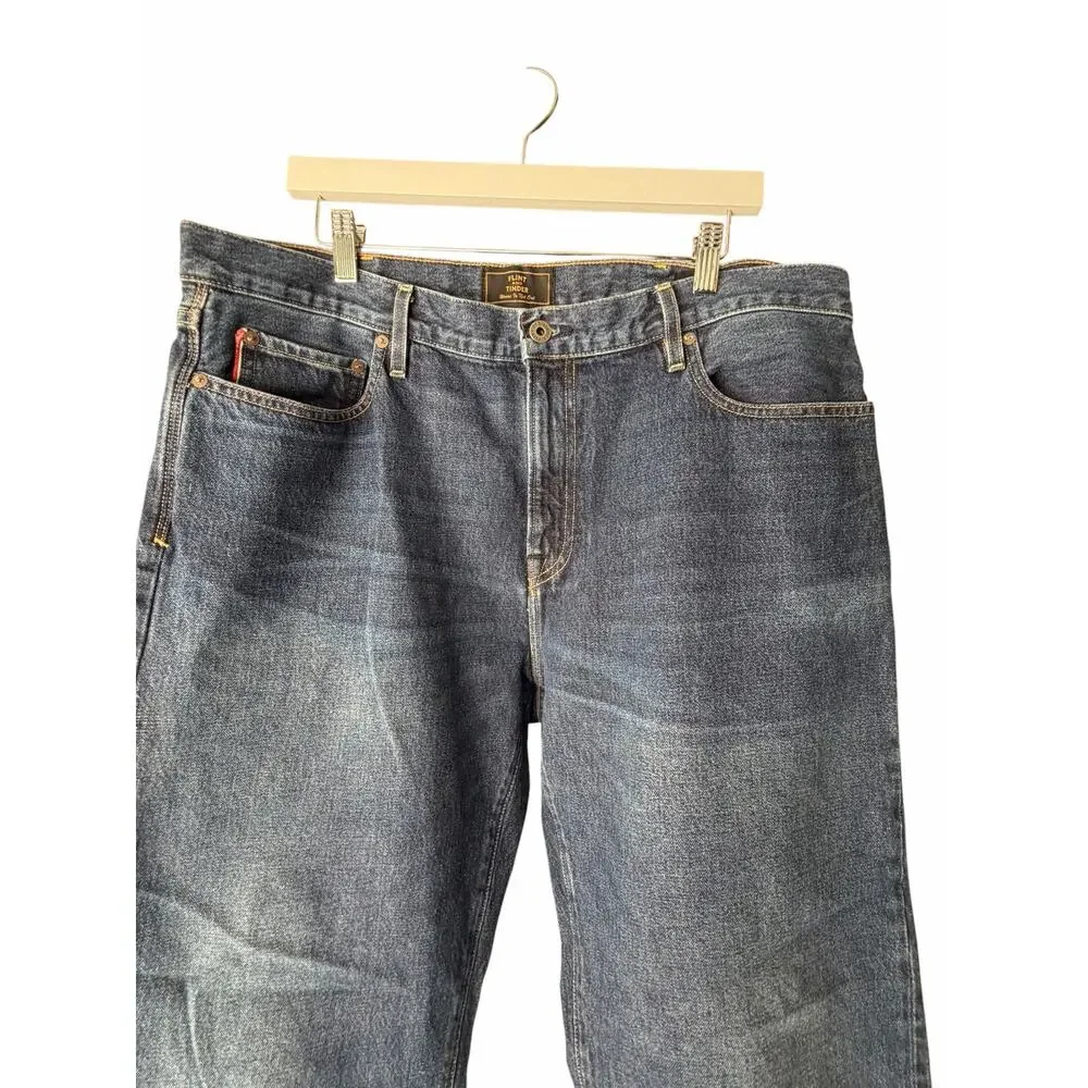 Flint and Tinder Selvedge Straight Fit Jeans Dark Wash Made in USA 38x34 Utility